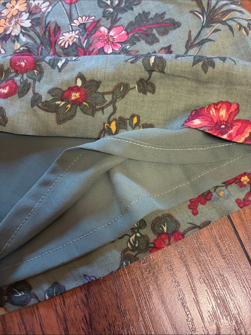 VTG Pendleton Teal Green A-Line Skirt with Red and Pink Floral Print - Picture 2 of 6
